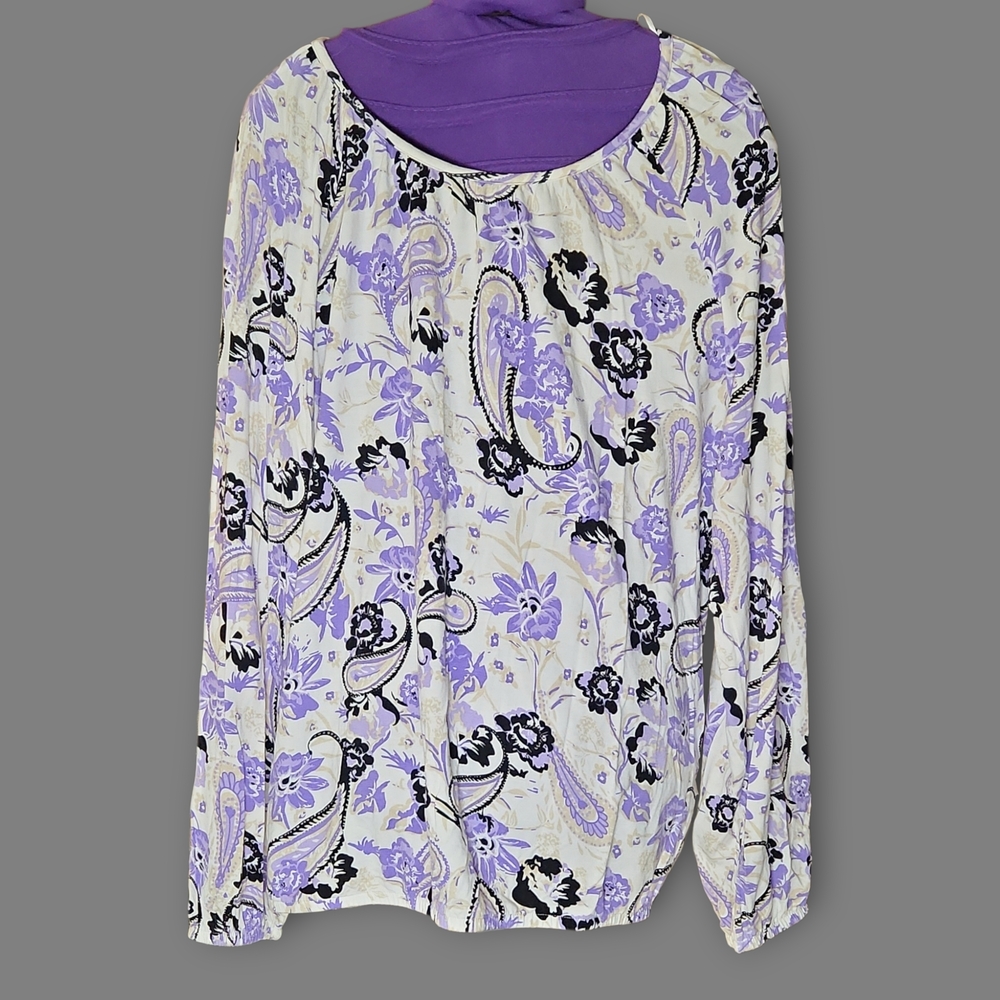 Cleo Purple and Black Floral Blouse